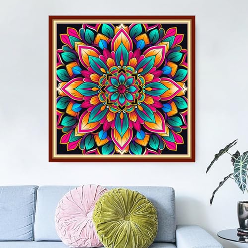 Image of Dimensean Stamped Cross Stitch Kits Full Range of Embroidery Patterns Starter Kits for Beginners Adult DIY Cross Stitches Needlepoint Kits 11CT-Magic Mandala 18x18 inch