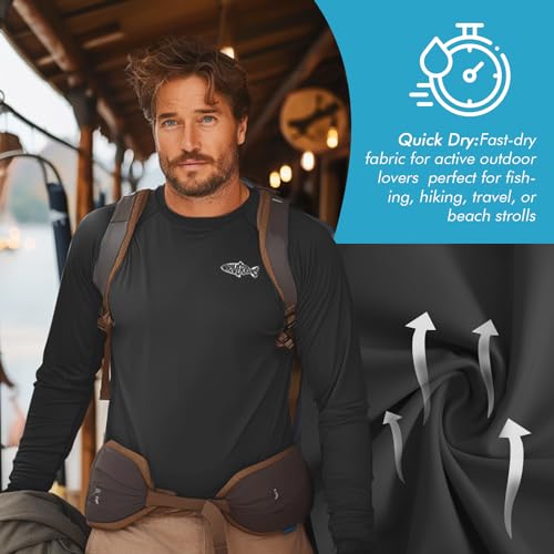 Riverruns UPF 50+ Men's Long Sleeve Cooling Quick Dry Shirt Sun Breathable Thumbhole Shirts Rash Guard for Fishing Swim #10154