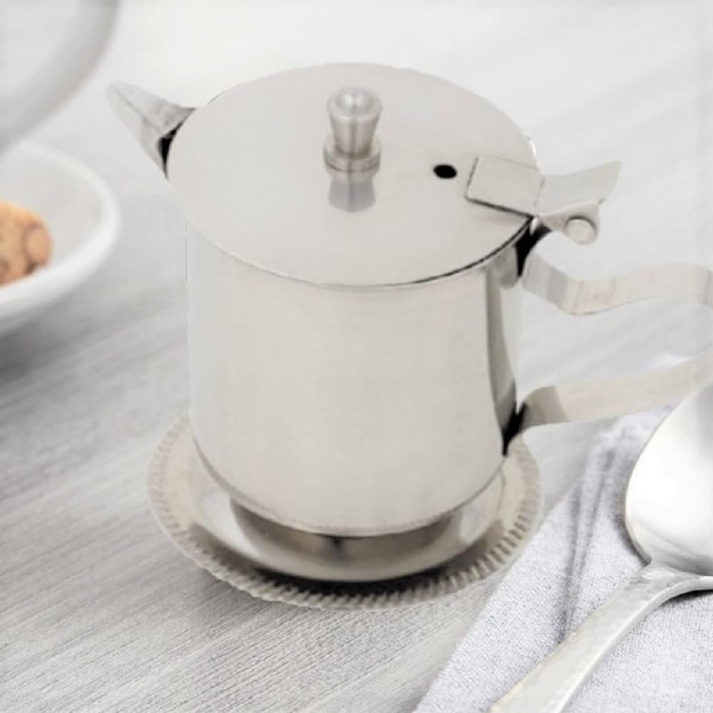 TrueCraftware- 5 oz Stainless Steel Footed Creamer Set of 2- for Serving Milk Coffee Cream Maple Syrup Sugar Espresso Machine Milk Pitcher Creamer Pitcher for Restaurant Cafes Home