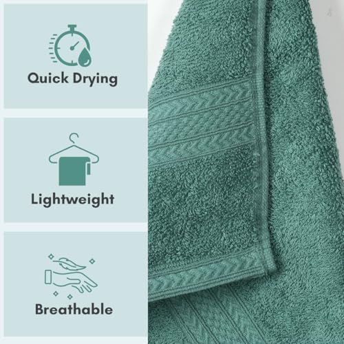 Image of Mafatlal Joy Cotton Bath Towel for Men | 58 x 29 inch Large Size | Soft & Absorbent | Quick Dry | 450 GSM Waffle Weave | Agate Green | Single Towel for Daily Use