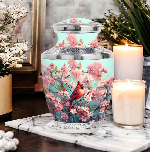 Image of Cardinal Bird Urn Large Cremation Urn for Ashes Adult 1 Large & 4 Small | Large Cremation Urn for Ashes Adult Male Dad Keepsake Burial Urns for Human Ashes Adult Small Cremation Urns