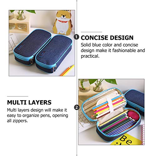 STOBOK Bolsa para LÃ¡pis Denim Estojo para Caneta de Lona Recipiente de Armazenamento de LÃ¡pis Esto