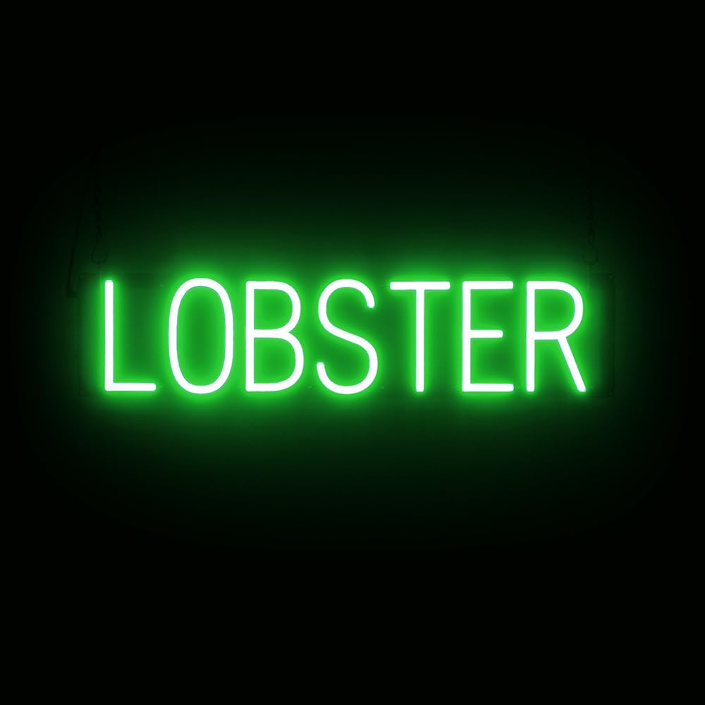 SpellBrite LED Neon LOBSTER Sign for Business - Green, 27" x 6"