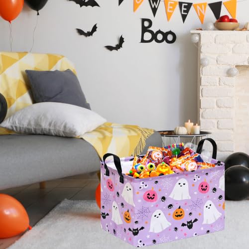 Image of Halloween Storage Basket Home Shelf Basket Rectangle Organizer Box Clothes Laundry Hamper Nursery Bin Gift Laundry Basket with Handles
