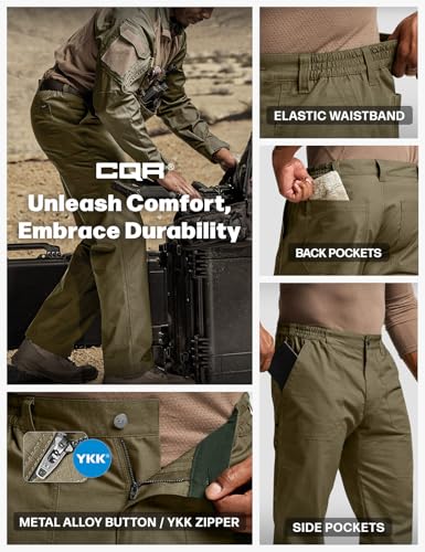 Image of CQR Men's Quick Dry Work Pants, Water Resistant Outdoor Tactical Pants, Lightweight Stretch Cargo Hiking Pants