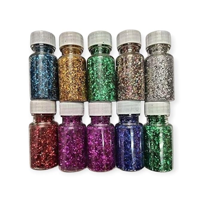 Eclet 12 Colors Premium Glitter Set – Vibrant Fine Sparkle Powder for Handmade DIY Crafts – Synthetic Resin Glitter for Christmas, Halloween, Resin Art & Slime (Assorted Pack)-image-25