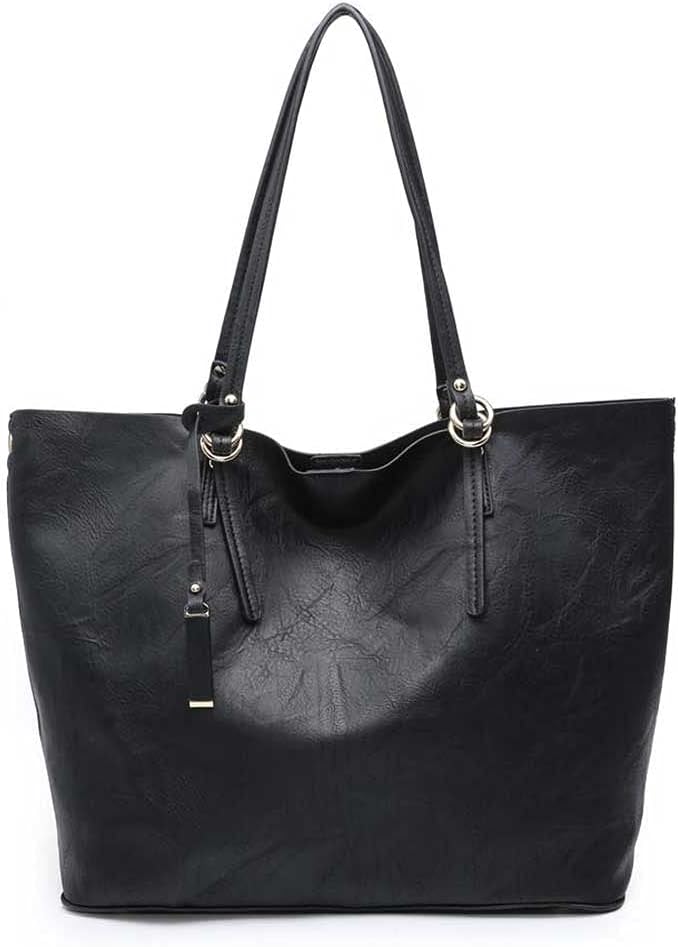 JEN & CO. Vegan Leather Tote Bag for Women - Over the Shoulder Bag Iris Tote w/Snap Closure and Inner Crossbody Bag (M1614)