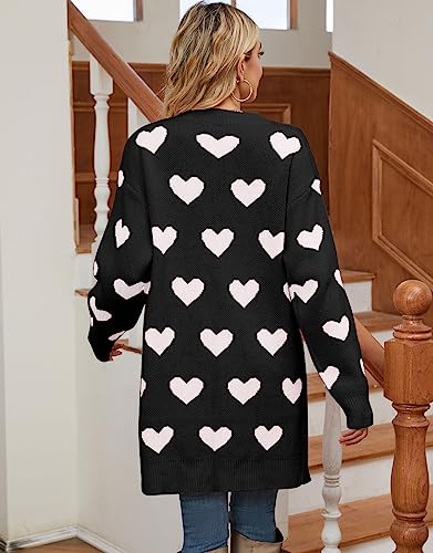 Image of Alsol Lamesa Women's Long Sleeve Heart Cardigan Sweaters V Neck Open Front Knit Coat