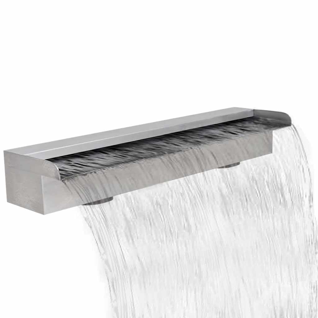Fuente rectangular de acero inoxidable 60 cm para piscina y estanque