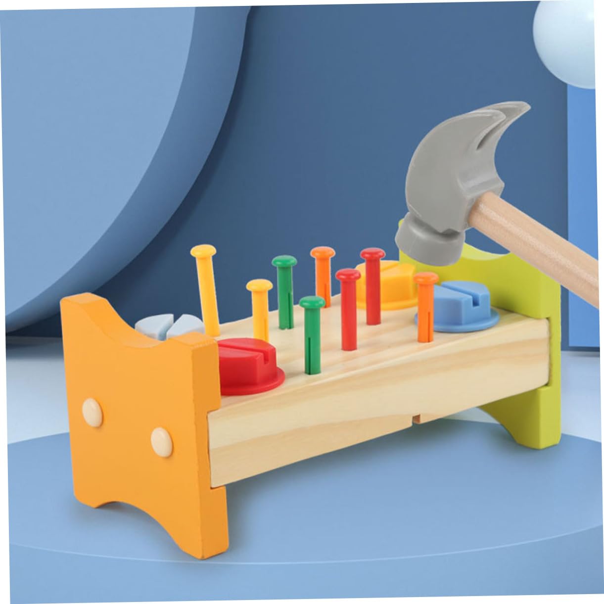 Banco de Trabajo con Piezas de Madera, Juguete Didáctico para Bebés y Niños, Fomenta Creatividad y Razonamiento
