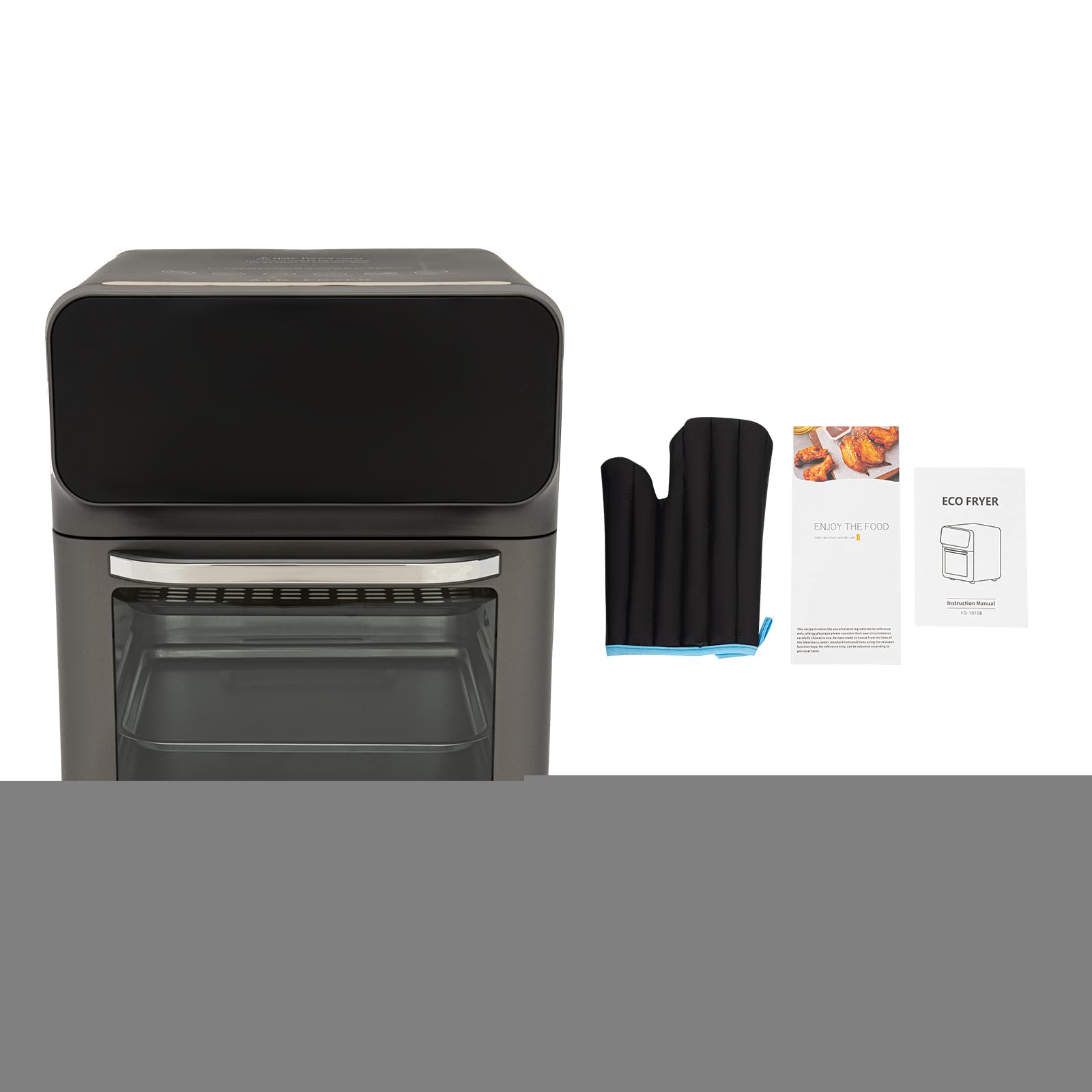 Mini piekarnik 13 l, frytkownica na gorące powietrze, wielofunkcyjna, 1350 W, ekran dotykowy, 220-240 V, 50 Hz, z 2 blachami do pieczenia i 1 rękawicą do piekarnika, czarna