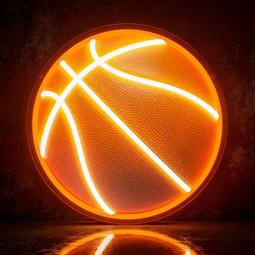 Basketball Neon Sign UV Printed Basketball LED Light Sign for Fans Teens