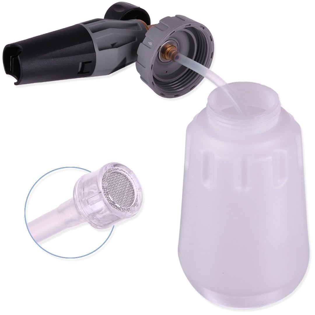 MagicFoam Pianownica – Lanca Pianowa – Dysza – Zbiornik 1000 ml, Regulowana Szerokość i Pozycja Strumienia Piany, Mosiężny Korpus – Złącze Bagnetowe, Kompatybilne z Kärcher K2–K7