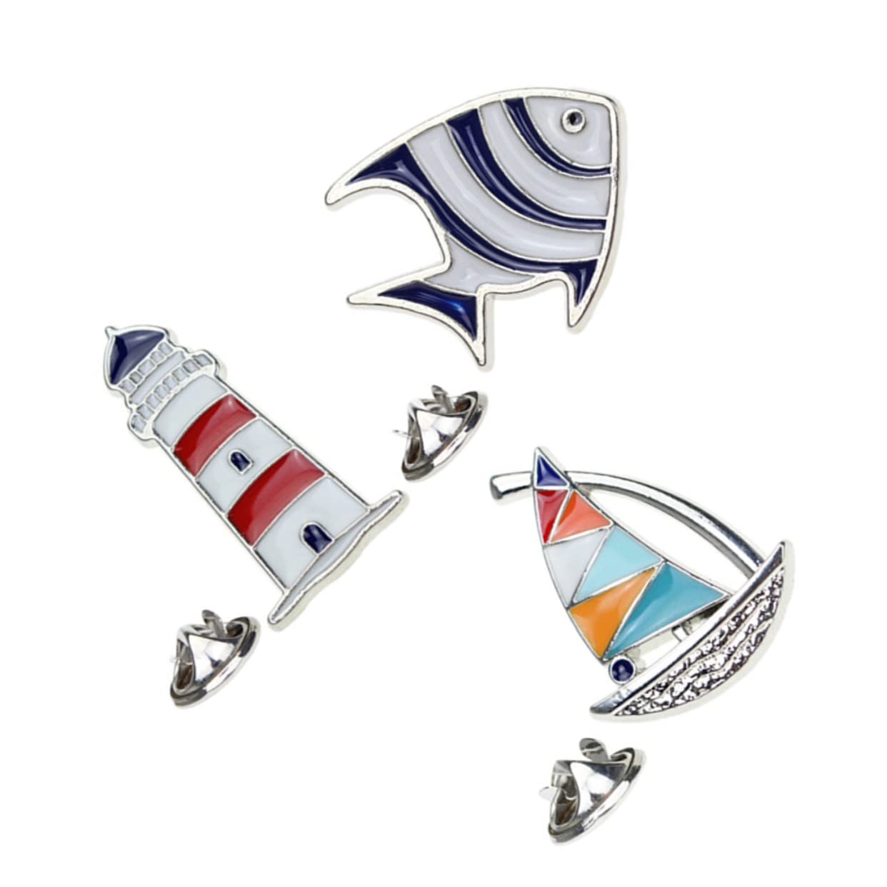 MUSISALY 3pcs Enamorate De Ti Enamel Pin Accesorios Para Hawaii Enamel Pin Cute Metal Lapel Pin Badge Corsage Brooch Breastpin Tropical Fish Brooch Brooch Clip Sailboat Cool