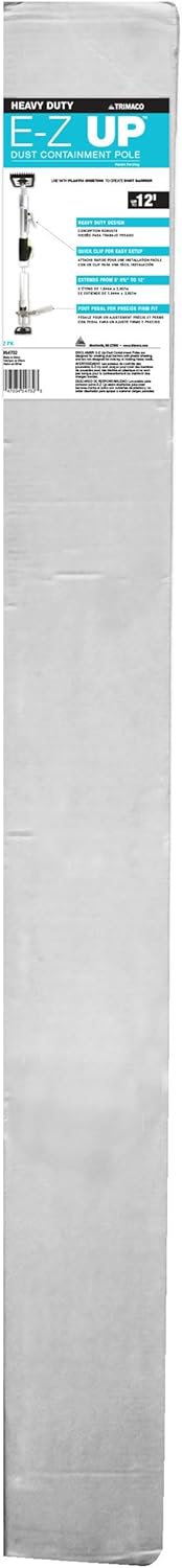 Trimaco 54732 Heavy Duty E-Z Up 12ft. Dust Containment Pole, 2 Pack, Silver/Black, 24 Foot No Size 12' Heavy Duty Dust Containment Poles