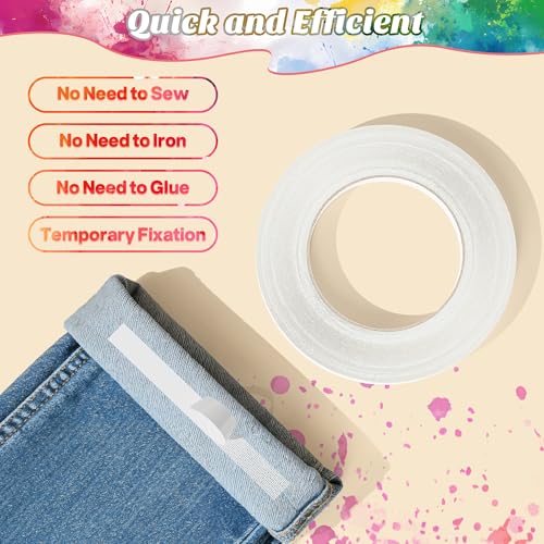 Image of Hem Tape No Sew No Iron, 1 /2In X 82FT Hemming Tape for Pants | Stitch Witchery Hemming Tape, Heavy Duty Double Sided Tape for Clothes, Pants, Curtains, Dress, Jeans, Rug, Carpet, Arts