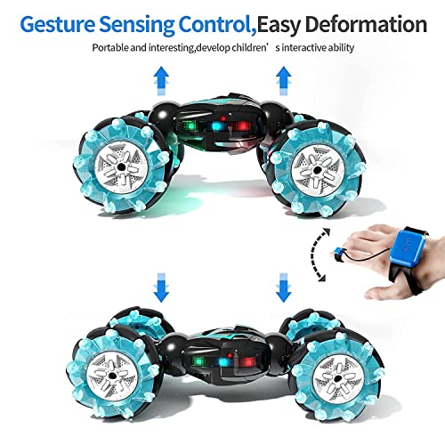 MIRALI-Rc-Stunt-Car-24Ghz-4Wd-Remote-Control-Gesture-Car-Sensor-Toy-Double-Sided-Rotating-Off-Road-Vehicle-360-Flips-With-Lights-Music-For-Boys-Girls-Birthday-Multicolor