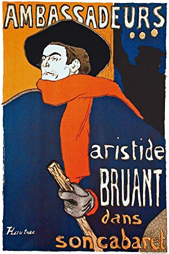 1art1 Henri De Toulouse-Lautrec Posters XXL Aristide Bruant dans Son Cabaret Affiche 120x80 cm