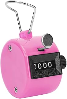 Hand Tally Counter, 4-Digits Mechanical Plastic Knob Reset Handheld Manual Counting Tool with Metal Finger Ring Hook(Pink)