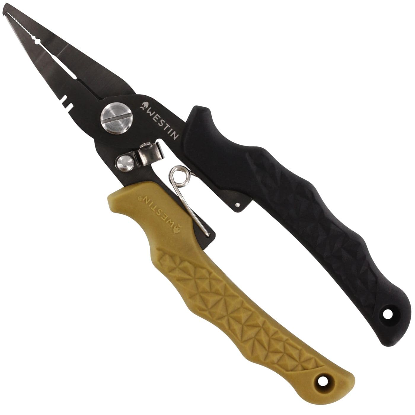 Westin HD Split Ring Pliers, 16cm, Size L - Ergonomic, Titanium Coated, Stainless Steel, Opener for Snap Rings, Serrated Cutting Edge for Braid, Mono and Fluorocarbon