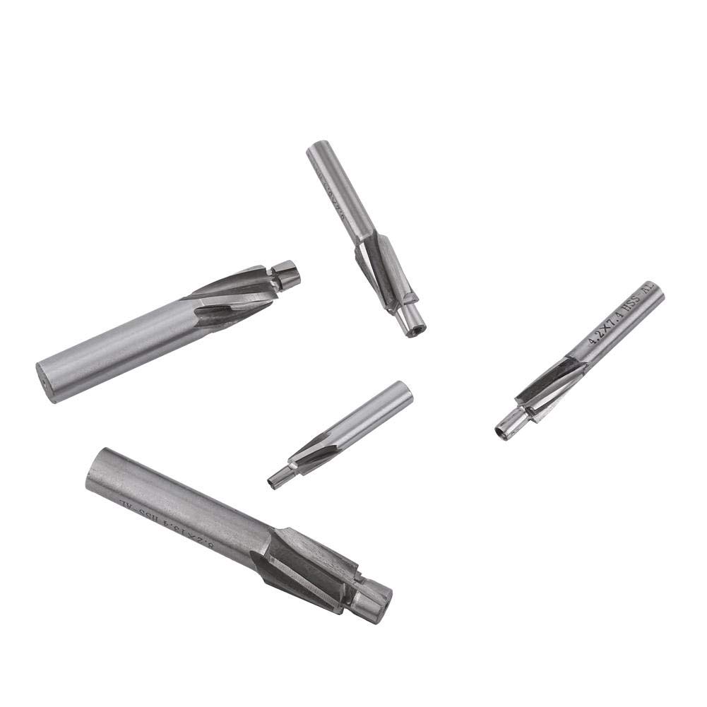 5 Stücke Senker Schaftfräser, Senkkopf Schaftfräser Slot Bohrer Werkzeug M3-M8 4 Flöten HSS-AL zum Fräsen von Kupfer, Aluminium, Stahl, Gusseisen usw, M3 M4 M5 M6 M8