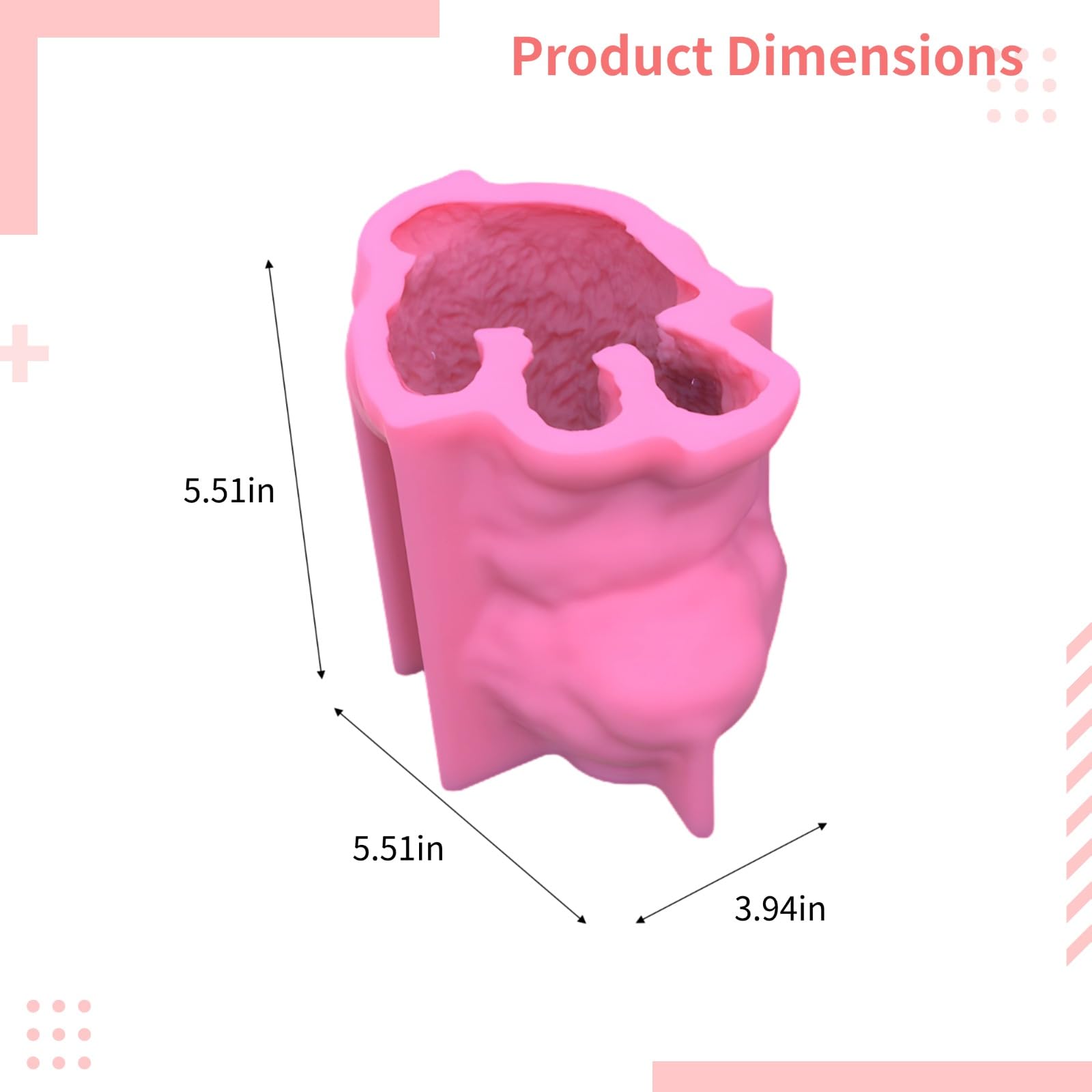 Forma do świec dla psa, silikonowa forma w kształcie szczeniaka do produkcji żywicy i świec, wzór pluszowego psa 3D, różowy materiał silikonowy, idealna do rzeźb małych psów, do użytku rzemieślniczego