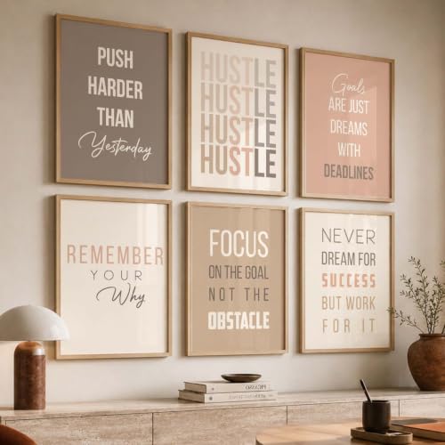 Image of kotart Motivational Quote wall frames for wall hanging, Home decor wall paintings for living room, bed room | Poster with glass frames - Set of 6 Multicolo (10x13 inch, G)