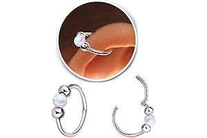 Small Cartilage Hoop Earrings for Women Men, Opal Silver Earrings