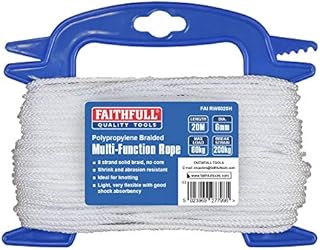 Faithfull FAIRW6020H White Braided Poly Rope 6mm Dia x 20M 60kg Max Load Breaking Strain 200kg