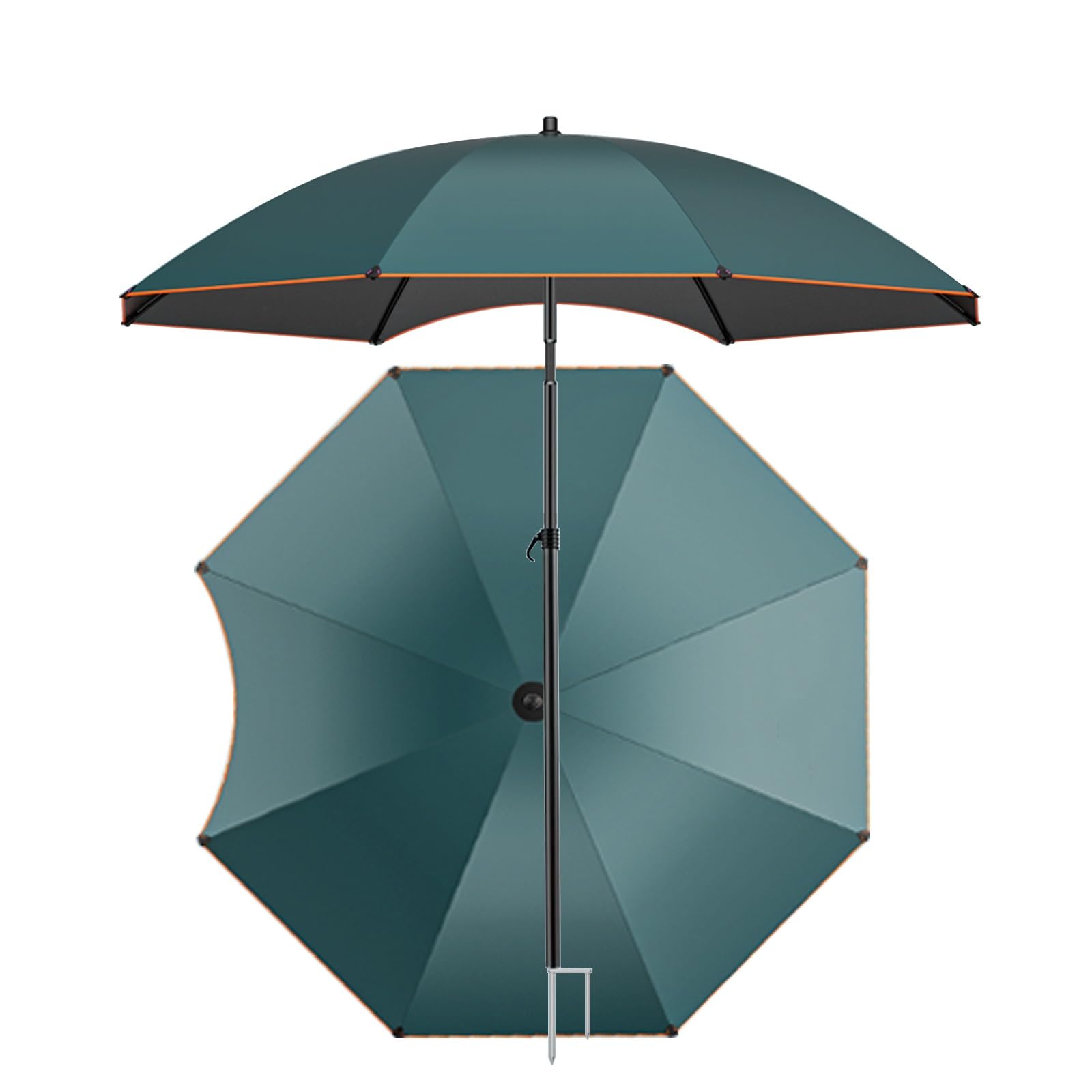 Parasol wędkarski, z kotwicą piaskową, parasol przeciwsłoneczny, do ogrodu, na taras, podwórko, basen, turkusowy parasol targowy, prosty deluxe