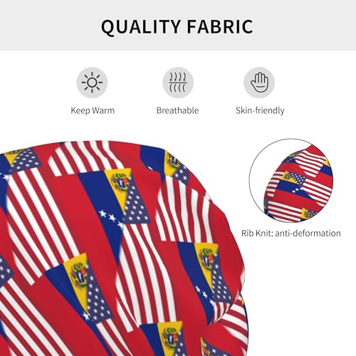 American Flag and Venezuelan Flag Children Hip Hop Knitted Hat Kids Elastic Leisure Knit Cap Warm Sleep Beanies Black3