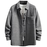 [EASTEMPO] メンズ シャツ 長袖 秋 カジュアル ビジネス ゆったり 無地 オシャレ 大きいサイズ (3XL, グレー)