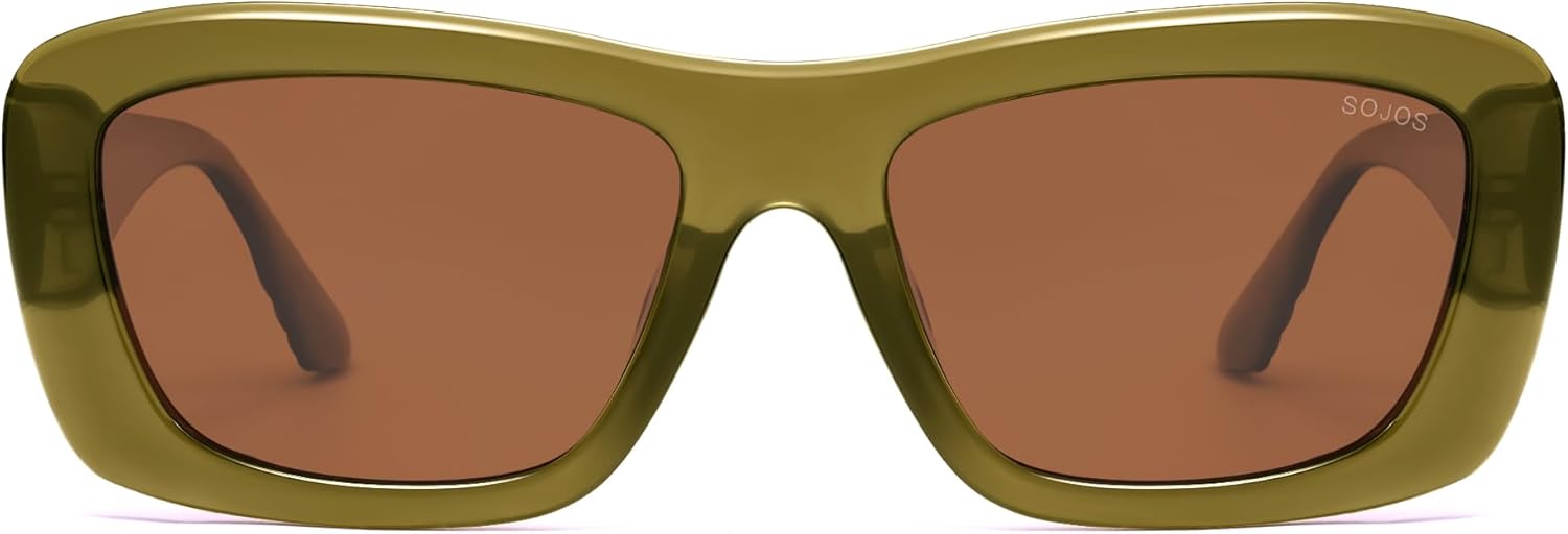 SOJOS Ocean Collection Sunglasses Womens Trendy Polarized Square,Eco-Friendly Recycled Sun Glasses,Rectangle Shades,Moonbeam