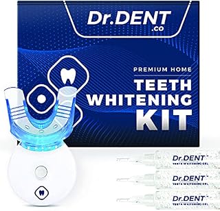 DrDent Premium Teeth Whitening Kit Non-Sensitive | LED Light | (3) 5ml Whiten Gels  Removes Stains  Includes Mouth Tray & Shade Guide  Rapid & Effective Results  User-Friendly & Safe