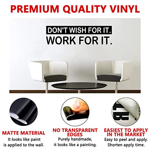 Anfigure Wall Stickers For Living Room - Motivational Quotes Wall Decals - Gym Garage Office Inspirational Wall Stickers - Yoga Sports Exercise Workout Fitness Poster Wall Decor - Don't Wish For It Work For It 25"X7" #TOP1