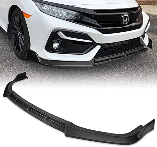 3PCS Front Bumper Lip Kit fit for compatible with 2017-2021 Honda Civic SI, Type-R Style Splitter Trim Protection Spoiler, Air-Dam-Chin-Diffuser (Painted Black)