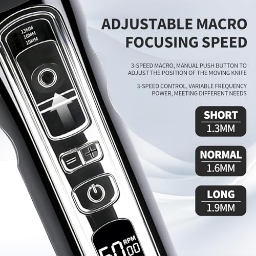 Image of Professional High-Power Hair Clipper for Men, Silent Motor Hair Trimmer, Digital Display, Adjustable Speed & Gears, Ceramic Blade, 4 Limit Combs (3-12mm), 3H Runtime, Quick Charging