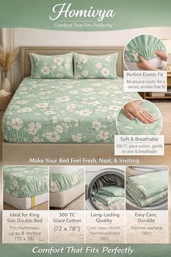 Image of King Size Fitted Bedsheet with 2 Pillow Covers (Graywhite, King Size - 72x78 Inch)