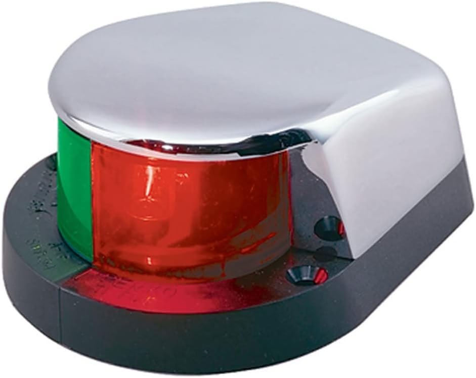 Perko 1310DP0CHR Chrome-Plated Bi-Color Bow Light with Black Polymer Base - 4" Length x 3-1/8" Width x 1-7/8" Height