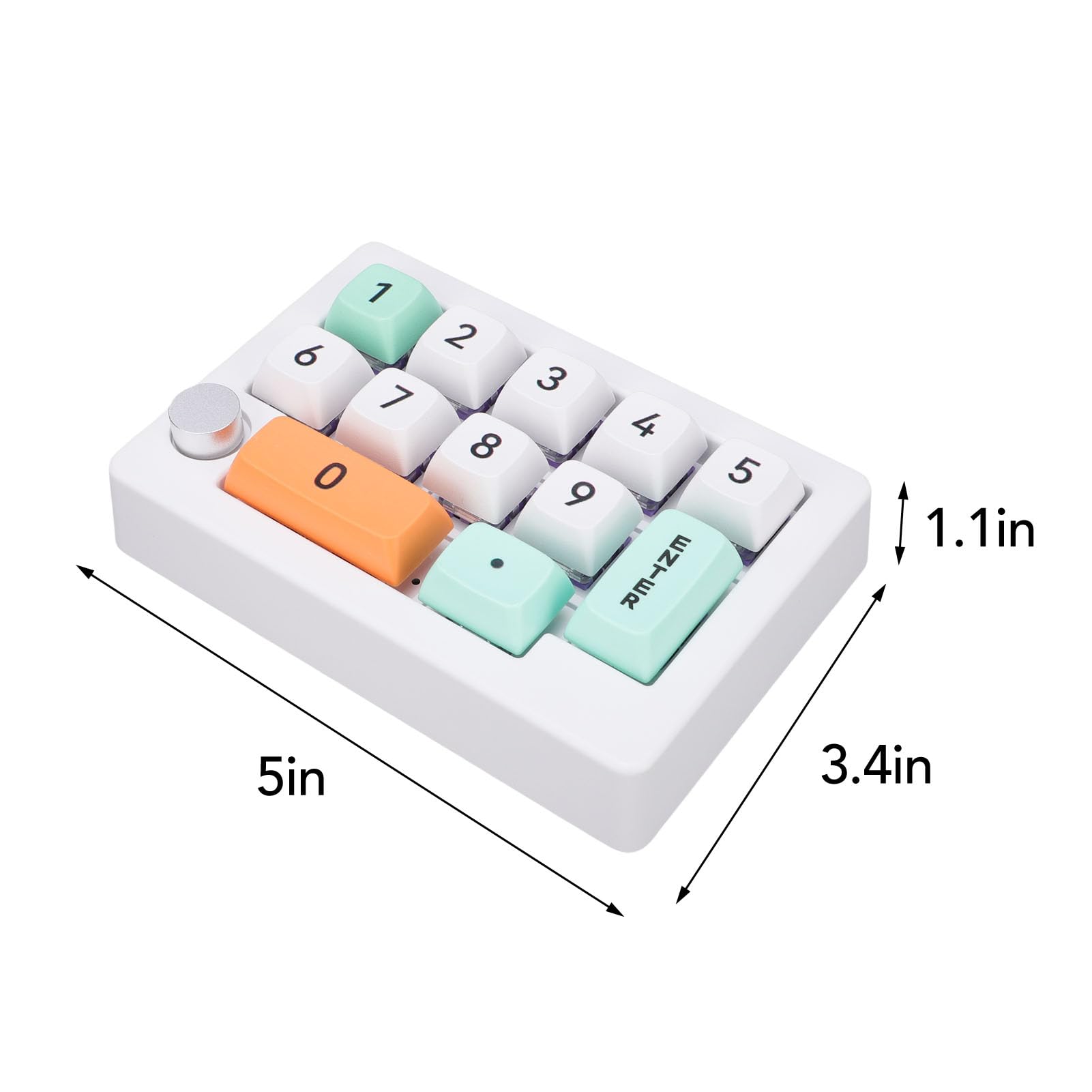 Pavé Numérique, Clavier Numérique Mécanique avec Rétro-éclairage RVB, Joystick et Bouton, 12 Clés Macro Programmable, BT 2.4g Wired Swap Numpad pour Le Travail de Jeu (White)