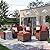 VONZOY Patio Furniture Set, 5 Pieces Outdoor Sectional Sofa Couch with Chairs, Ottomans and Thick Cushions, All Weather Wicker Rattan Patio Conversation Set Wine Red