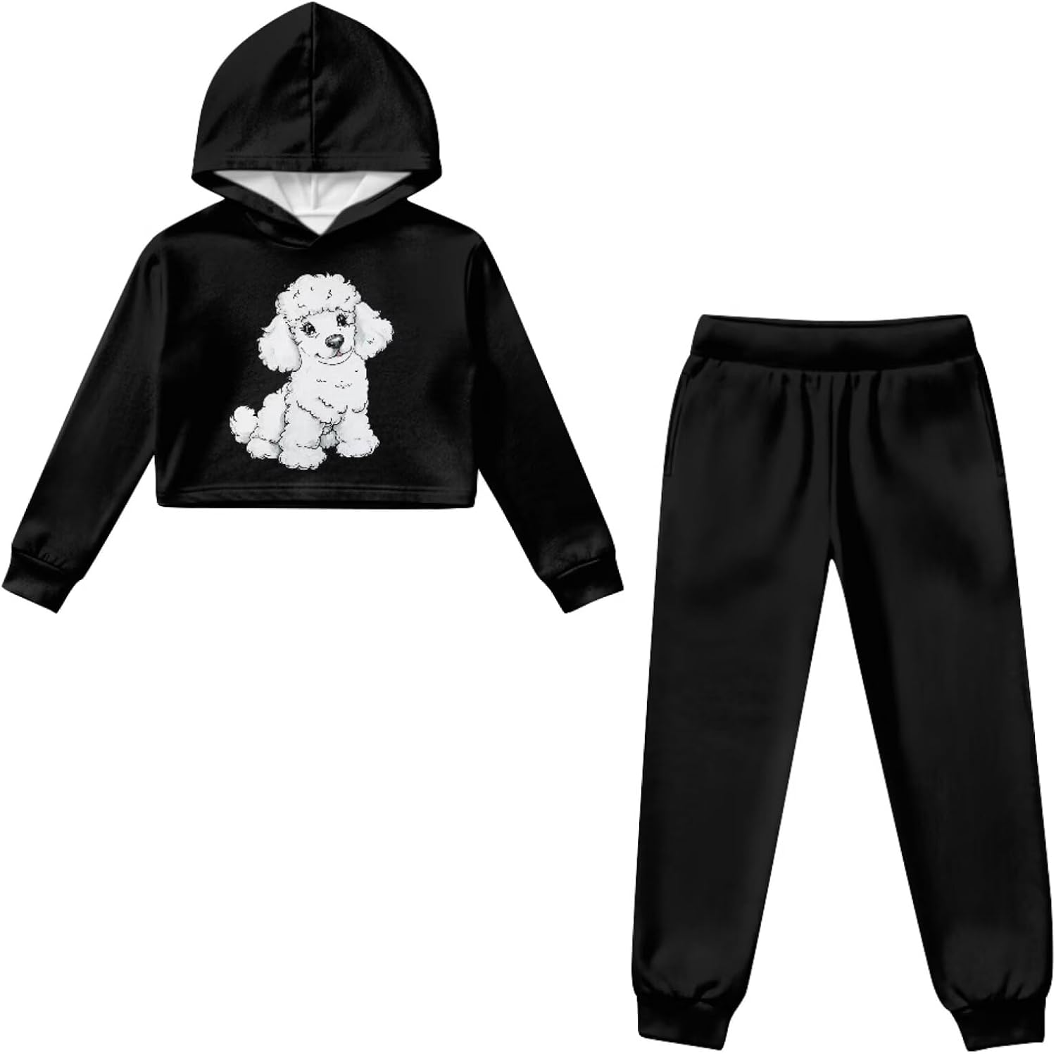 Girls Matching Tracksuit Set Hooded Short Sweatshirts & Jogger Pants Long Sleeve Tops 2 Pcs Sweatsuit for 4-13