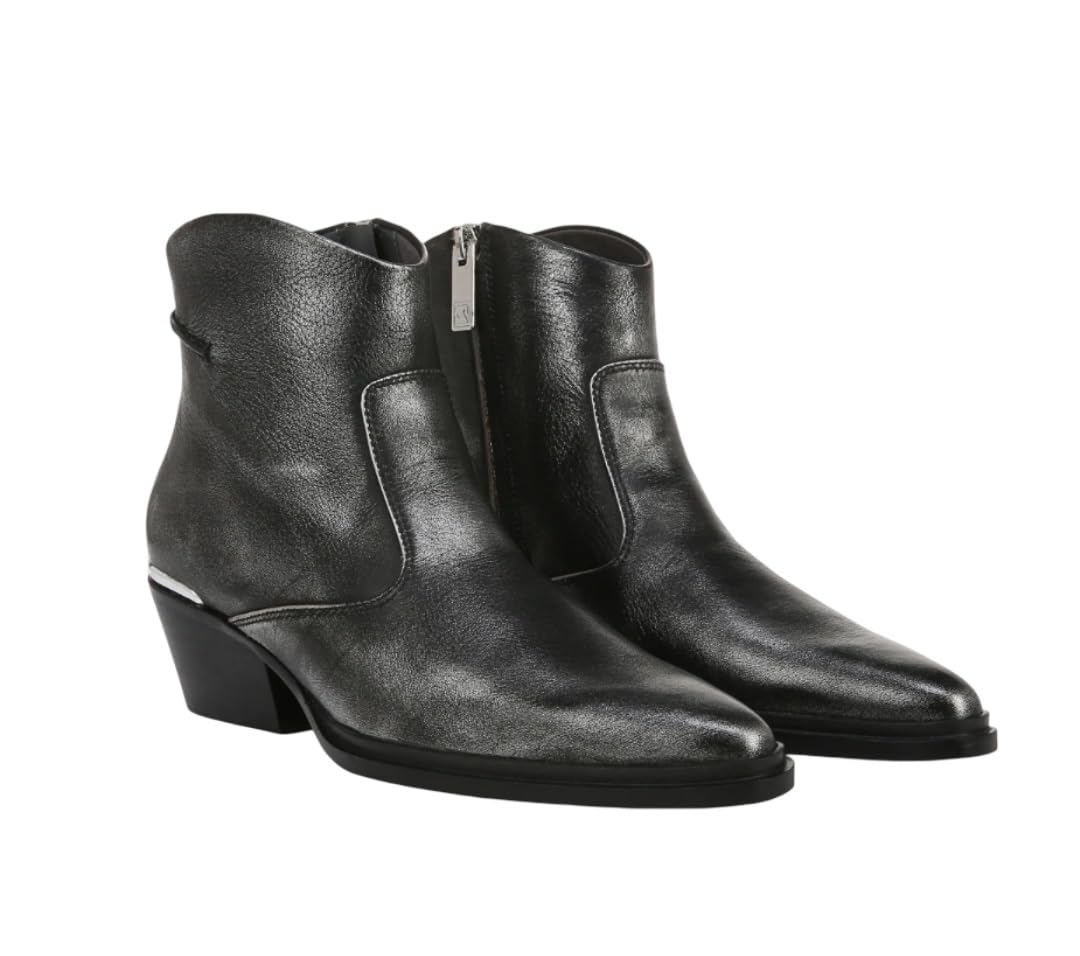 Franco Sarto Womens Black Silver Leather A-Blake Pointed Toe Booties 7 5M