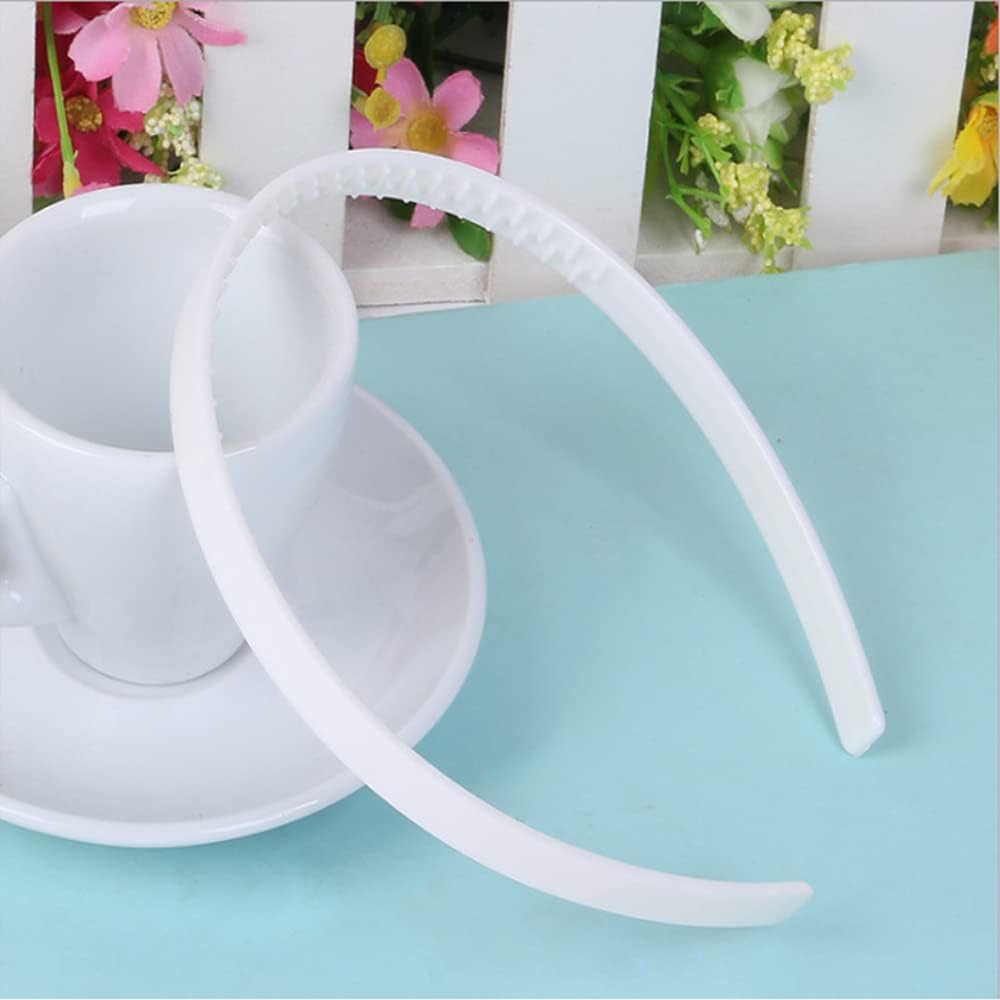 20 Pieces Plastic Plain Headband Thin Hairbands with Teeth Comb DIY Hair Accessories White Hair Band Hoop for Womenand Girls 10mm - Image 3
