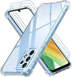 ivoler Case Compatible with Samsung Galaxy A33 5G 6.4Inch with [3 Pack Tempered Glass Screen Protector] TPU Shock-Absorption Bumper Cover,HD Clear Anti-Scratch Clear Back