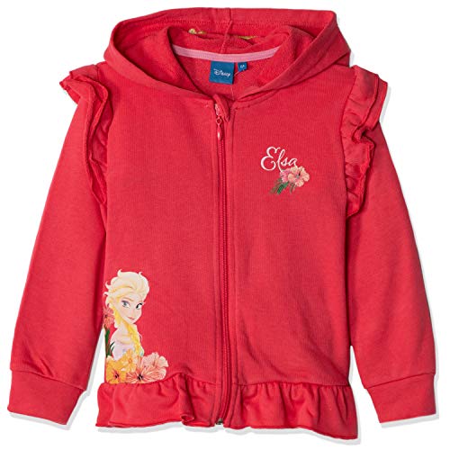 Disney Frozen - Sudadera con capucha oficial para niñas, diseño de Anna y Elsa de 3 a 8 años Rosa fucsia 7-8 Años