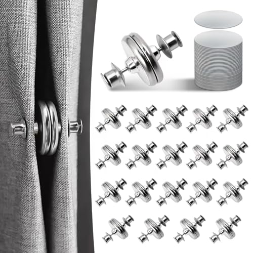 Magnets for Curtains Tumwisk 20Pairs Magnetic Curtain Clips with 20Pairs Self-Adhesive Patch Curtain Magnets Closure Prevent Light Leaking Magnets to Keep Curtains Closed