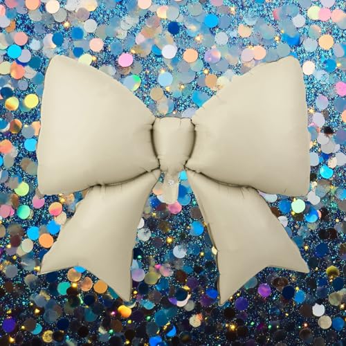 Image of 2pcs Large Bow Balloons, Bow Themed Party Decorations Elegant Coquette Balloons for Coquette Birthday Wedding Engagement Party Decoration (cream color)
