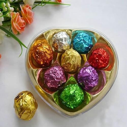 Image of Royals 200 Pieces Chocolate Wrapping Foil Paper in Assorted Colours - 8 x 9 cm Printed and Plain Aluminum Wrappers for DIY Homemade Chocolates Candy Sweets Gift Packing Party Favors Baking Crafts