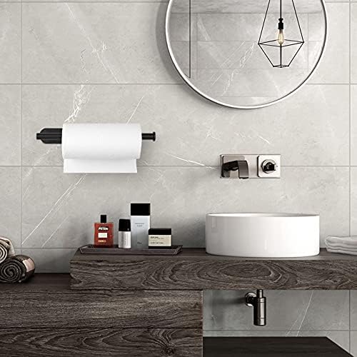 Paper Towel Holders for Kitchen,Paper Towels Bulk- Self-Adhesive Under Cabinet,Both Available in Adhesive and Screws,Stainless Steel Paper Towel Roll Rack (1, Bright Black) — view 8